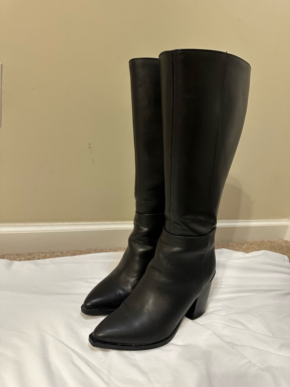 Classic Knee-High Black Leather Boots